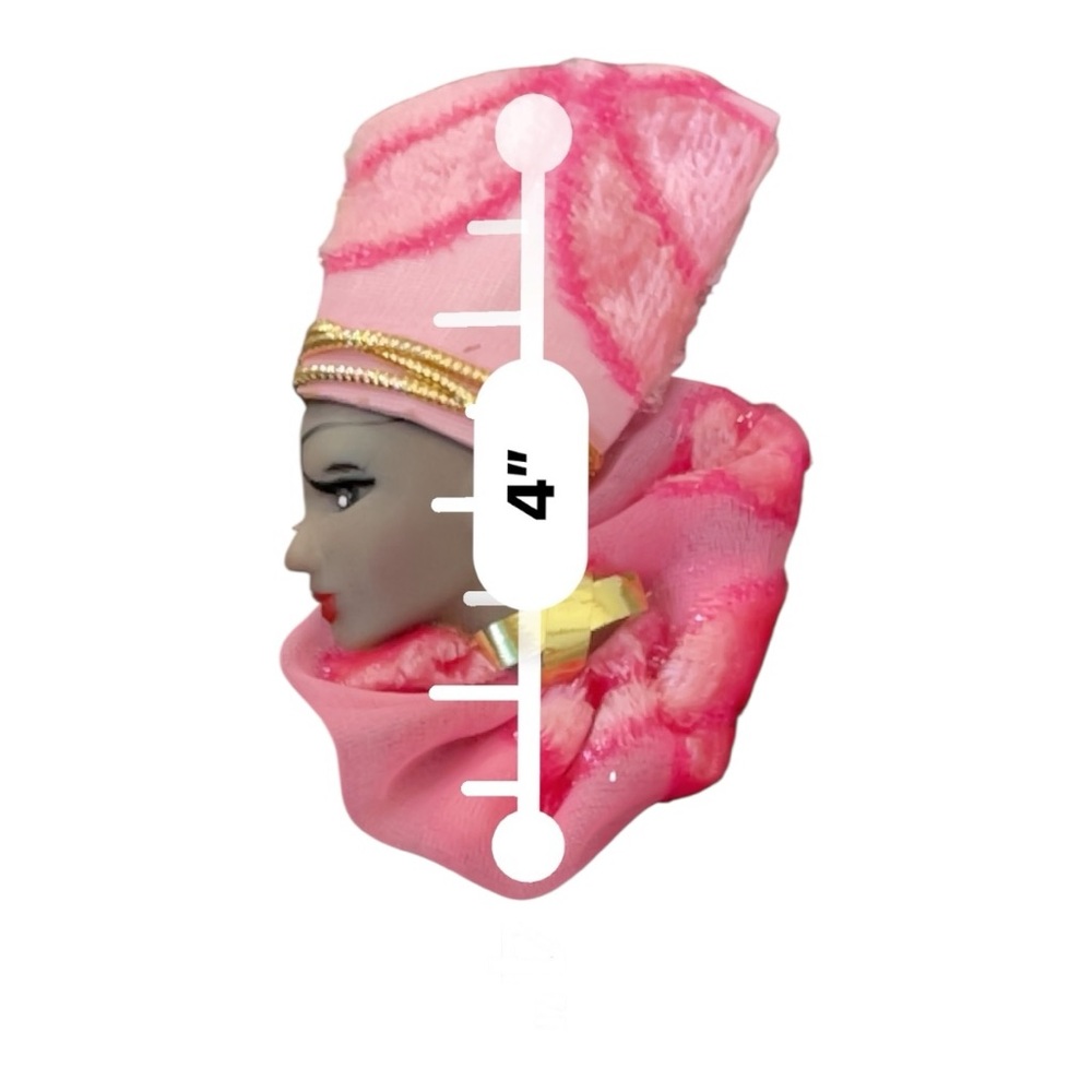 🎀 Vintage Handcrafted Fabric Head Brooch – Pink & Gold Statement Pin 🎀 - Picture 8 of 8